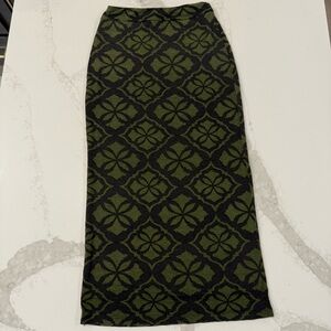 Anthropologie Olive Green and Black Maxi Skirt